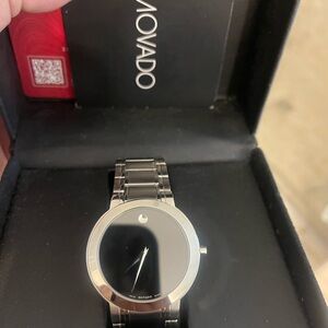 Women's Movado Black Dial Silver Band Watch